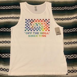 Mens Vans Tie-Dyed Checkered print white tank top size Large